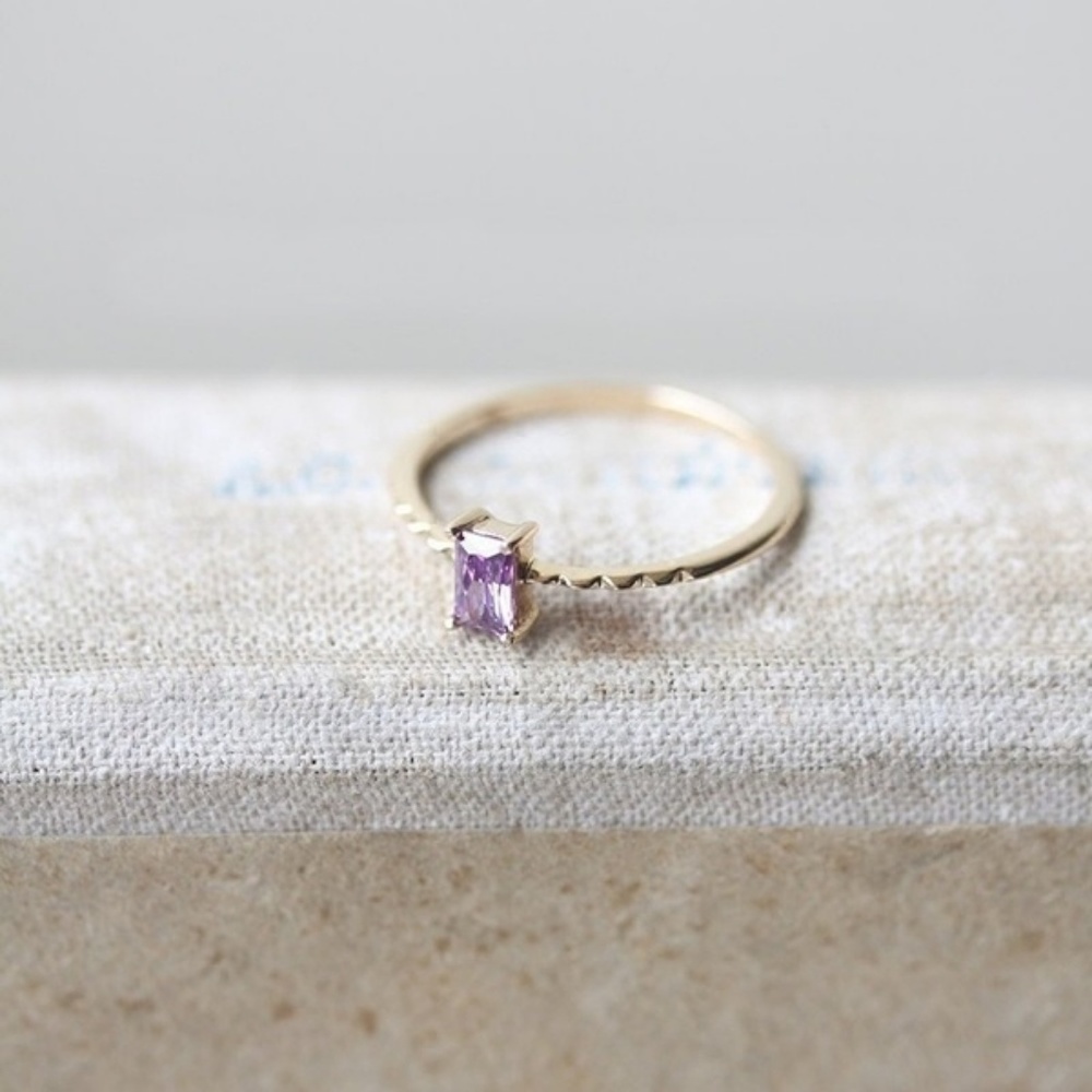 Super Dainty Gold Amethyst Ring - Picture 5 of 5